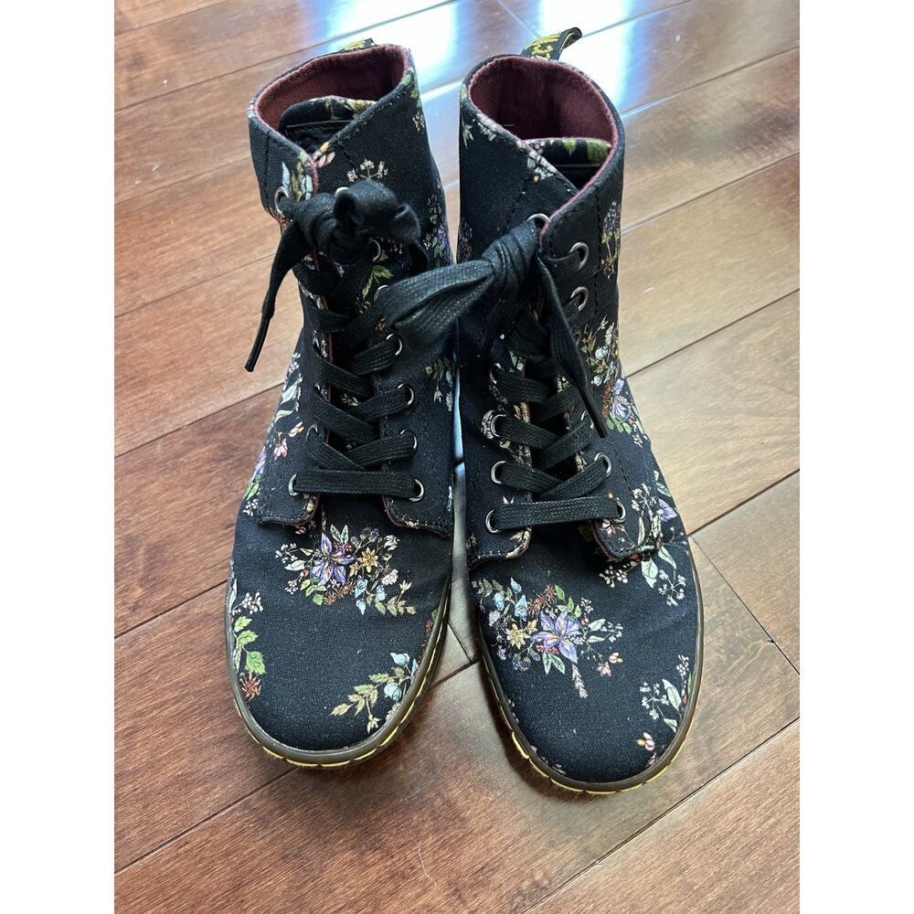 New Dr Martens Hackney Boots Women’s Sz 6 Floral Black Canvas High Top AW004 - Picture 2 of 7